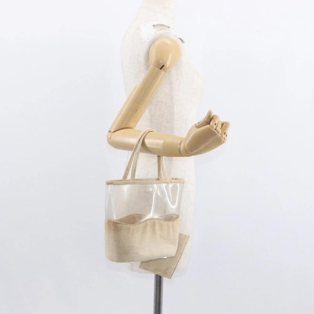 PRADA Hand Bag Vinyl Clear Beige